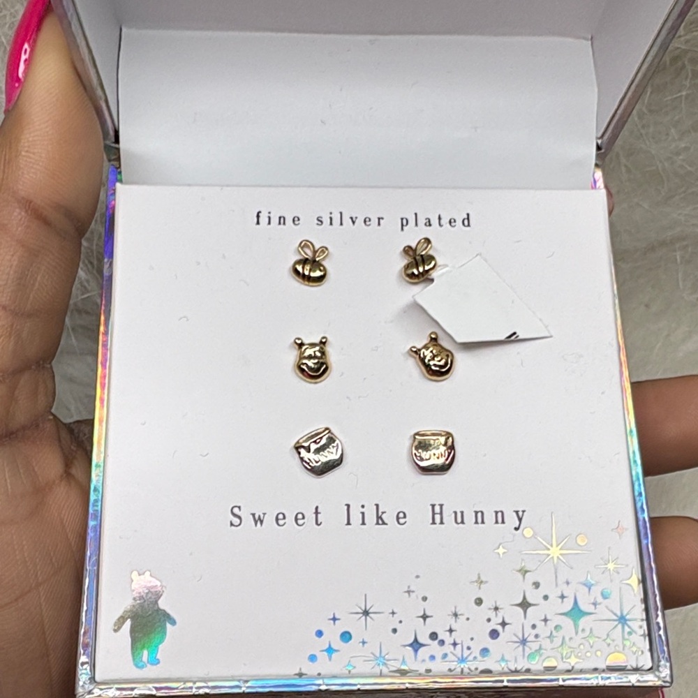 Disney Silver Plated Winnie the Pooh Earrings Set